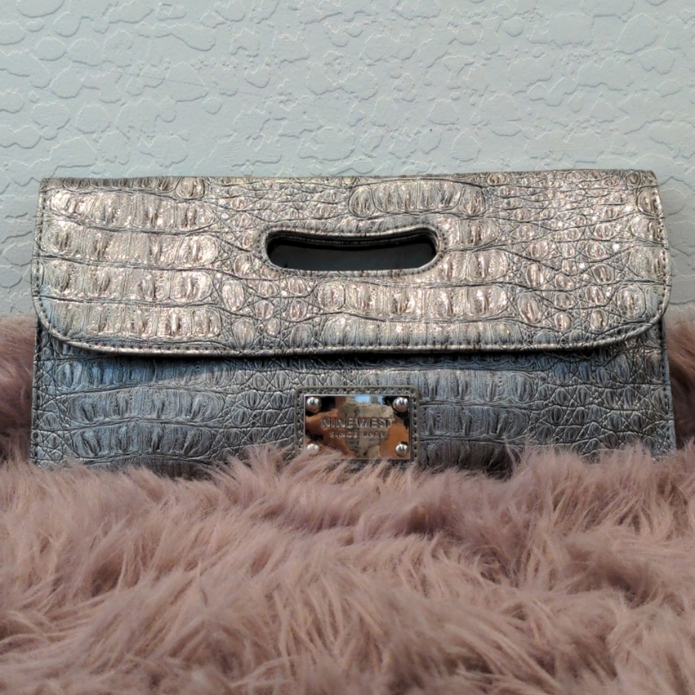Nine West Metallic Faux Animal Print Clutch